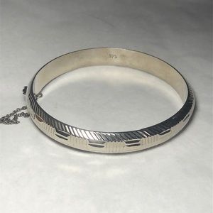Sterling Textured Hinge Bangle Bracelet